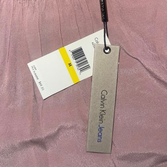 Calvin Klein Jeans long sleeve blouse Mauve Pink Size Medium Career Office  NWT - Picture 3 of 3